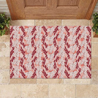 Hawaii Ti Leaf Maile Tuberose Lei Rubber Doormat With Hanalei Leaf Red LT05 Red - Polynesian Pride