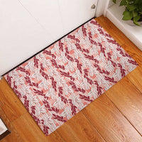 Hawaii Ti Leaf Maile Tuberose Lei Rubber Doormat With Hanalei Leaf Red LT05 - Polynesian Pride