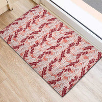 Hawaii Ti Leaf Maile Tuberose Lei Rubber Doormat With Hanalei Leaf Red LT05 - Polynesian Pride