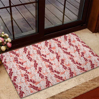 Hawaii Ti Leaf Maile Tuberose Lei Rubber Doormat With Hanalei Leaf Red LT05 - Polynesian Pride