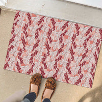 Hawaii Ti Leaf Maile Tuberose Lei Rubber Doormat With Hanalei Leaf Red LT05 - Polynesian Pride