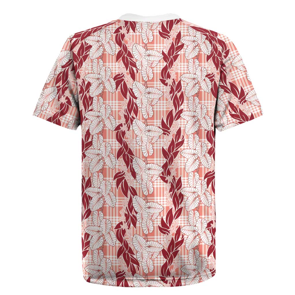 Hawaii Ti Leaf Maile Tuberose Lei Rugby Jersey With Hanalei Leaf Red LT05 - Polynesian Pride