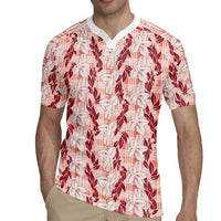 Hawaii Ti Leaf Maile Tuberose Lei Rugby Jersey With Hanalei Leaf Red LT05 - Polynesian Pride