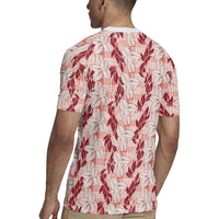 Hawaii Ti Leaf Maile Tuberose Lei Rugby Jersey With Hanalei Leaf Red LT05 - Polynesian Pride