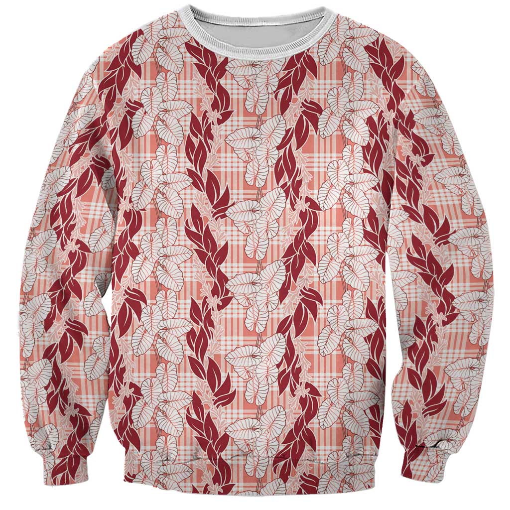 Hawaii Ti Leaf Maile Tuberose Lei Sweatshirt With Hanalei Leaf Red LT05 Unisex Red - Polynesian Pride