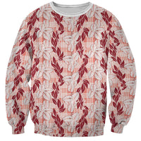 Hawaii Ti Leaf Maile Tuberose Lei Sweatshirt With Hanalei Leaf Red LT05 Unisex Red - Polynesian Pride