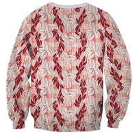 Hawaii Ti Leaf Maile Tuberose Lei Sweatshirt With Hanalei Leaf Red LT05 - Polynesian Pride
