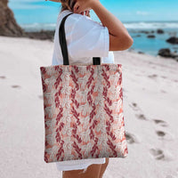 Hawaii Ti Leaf Maile Tuberose Lei Tote Bag With Hanalei Leaf Red LT05 - Polynesian Pride