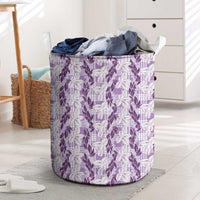 Hawaii Ti Leaf Maile Tuberose Lei Laundry Basket With Hanalei Leaf Purple LT05 Purple - Polynesian Pride