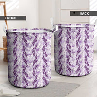 Hawaii Ti Leaf Maile Tuberose Lei Laundry Basket With Hanalei Leaf Purple LT05 - Polynesian Pride