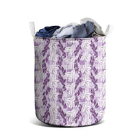 Hawaii Ti Leaf Maile Tuberose Lei Laundry Basket With Hanalei Leaf Purple LT05 - Polynesian Pride