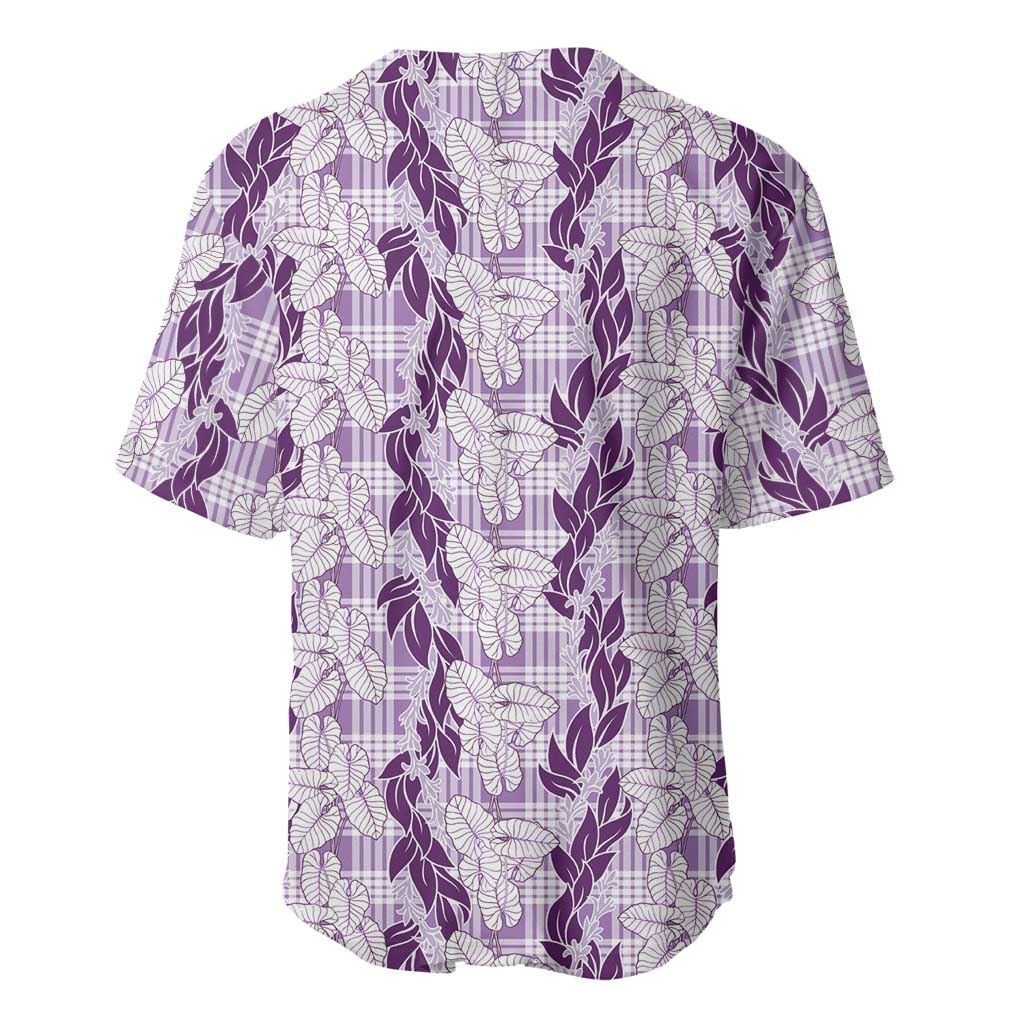 Hawaii Ti Leaf Maile Tuberose Lei Baseball Jersey With Hanalei Leaf Purple LT05 - Polynesian Pride