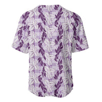 Hawaii Ti Leaf Maile Tuberose Lei Baseball Jersey With Hanalei Leaf Purple LT05 - Polynesian Pride