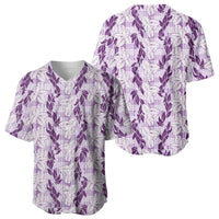 Hawaii Ti Leaf Maile Tuberose Lei Baseball Jersey With Hanalei Leaf Purple LT05 - Polynesian Pride