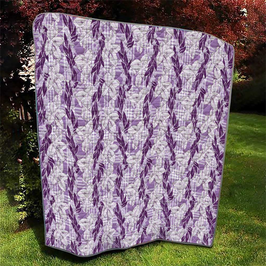 Hawaii Ti Leaf Maile Tuberose Lei Quilt With Hanalei Leaf Purple LT05 - Polynesian Pride