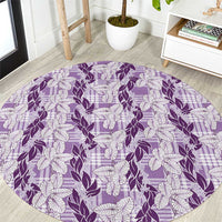 Hawaii Ti Leaf Maile Tuberose Lei Round Carpet With Hanalei Leaf Purple LT05 Purple - Polynesian Pride