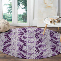 Hawaii Ti Leaf Maile Tuberose Lei Round Carpet With Hanalei Leaf Purple LT05 - Polynesian Pride