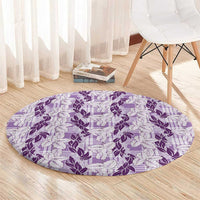 Hawaii Ti Leaf Maile Tuberose Lei Round Carpet With Hanalei Leaf Purple LT05 - Polynesian Pride