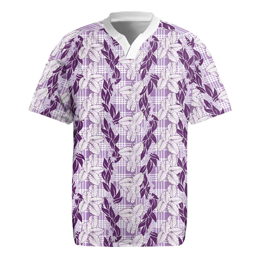Hawaii Ti Leaf Maile Tuberose Lei Rugby Jersey With Hanalei Leaf Purple LT05 Purple - Polynesian Pride
