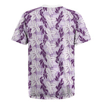Hawaii Ti Leaf Maile Tuberose Lei Rugby Jersey With Hanalei Leaf Purple LT05 - Polynesian Pride