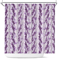 Hawaii Ti Leaf Maile Tuberose Lei Shower Curtain With Hanalei Leaf Purple LT05 Purple - Polynesian Pride