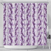 Hawaii Ti Leaf Maile Tuberose Lei Shower Curtain With Hanalei Leaf Purple LT05 - Polynesian Pride