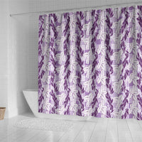 Hawaii Ti Leaf Maile Tuberose Lei Shower Curtain With Hanalei Leaf Purple LT05 - Polynesian Pride
