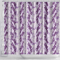 Hawaii Ti Leaf Maile Tuberose Lei Shower Curtain With Hanalei Leaf Purple LT05 - Polynesian Pride