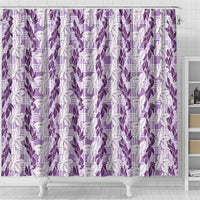 Hawaii Ti Leaf Maile Tuberose Lei Shower Curtain With Hanalei Leaf Purple LT05 - Polynesian Pride