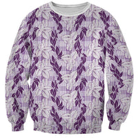 Hawaii Ti Leaf Maile Tuberose Lei Sweatshirt With Hanalei Leaf Purple LT05 Unisex Purple - Polynesian Pride