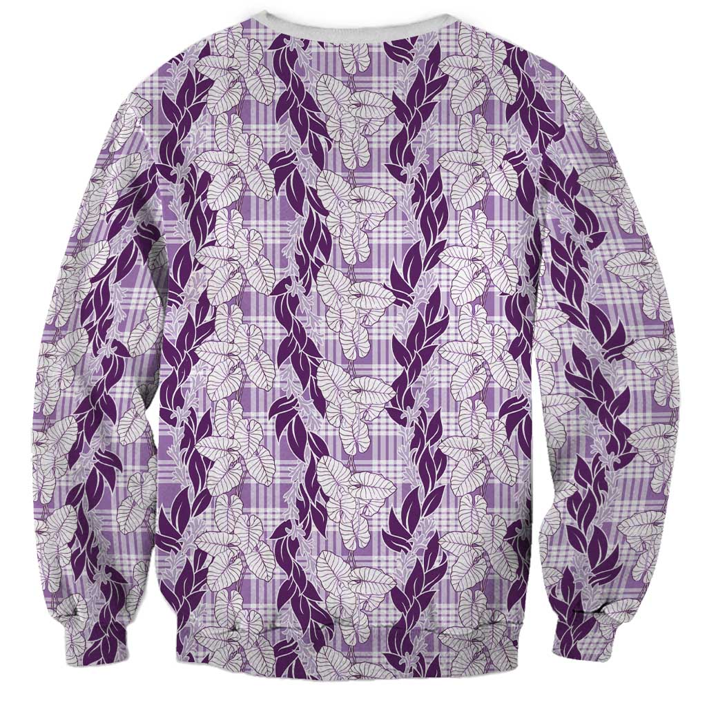 Hawaii Ti Leaf Maile Tuberose Lei Sweatshirt With Hanalei Leaf Purple LT05 - Polynesian Pride