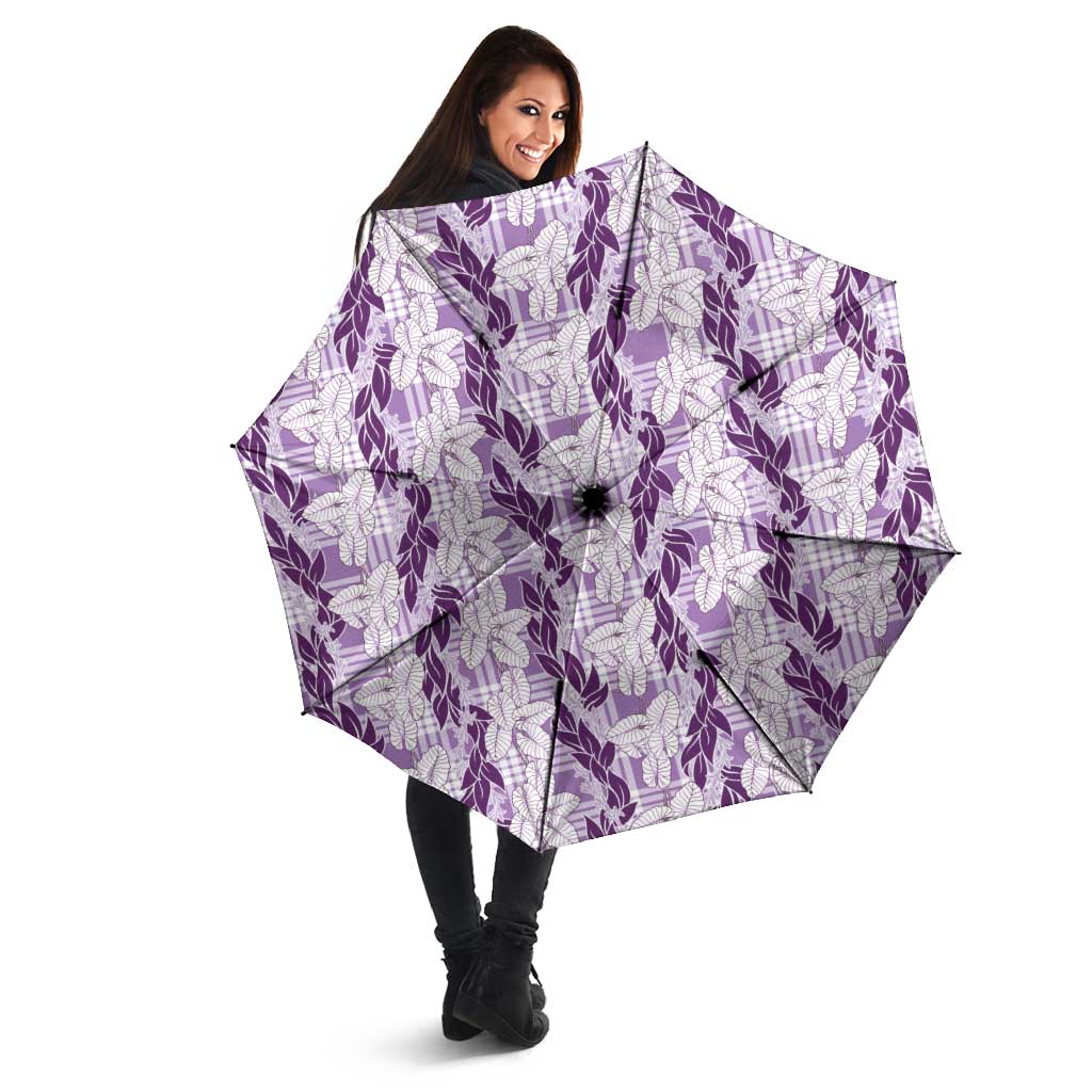 Hawaii Ti Leaf Maile Tuberose Lei Umbrella With Hanalei Leaf Purple LT05 - Polynesian Pride