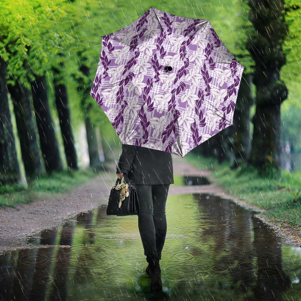 Hawaii Ti Leaf Maile Tuberose Lei Umbrella With Hanalei Leaf Purple LT05 - Polynesian Pride