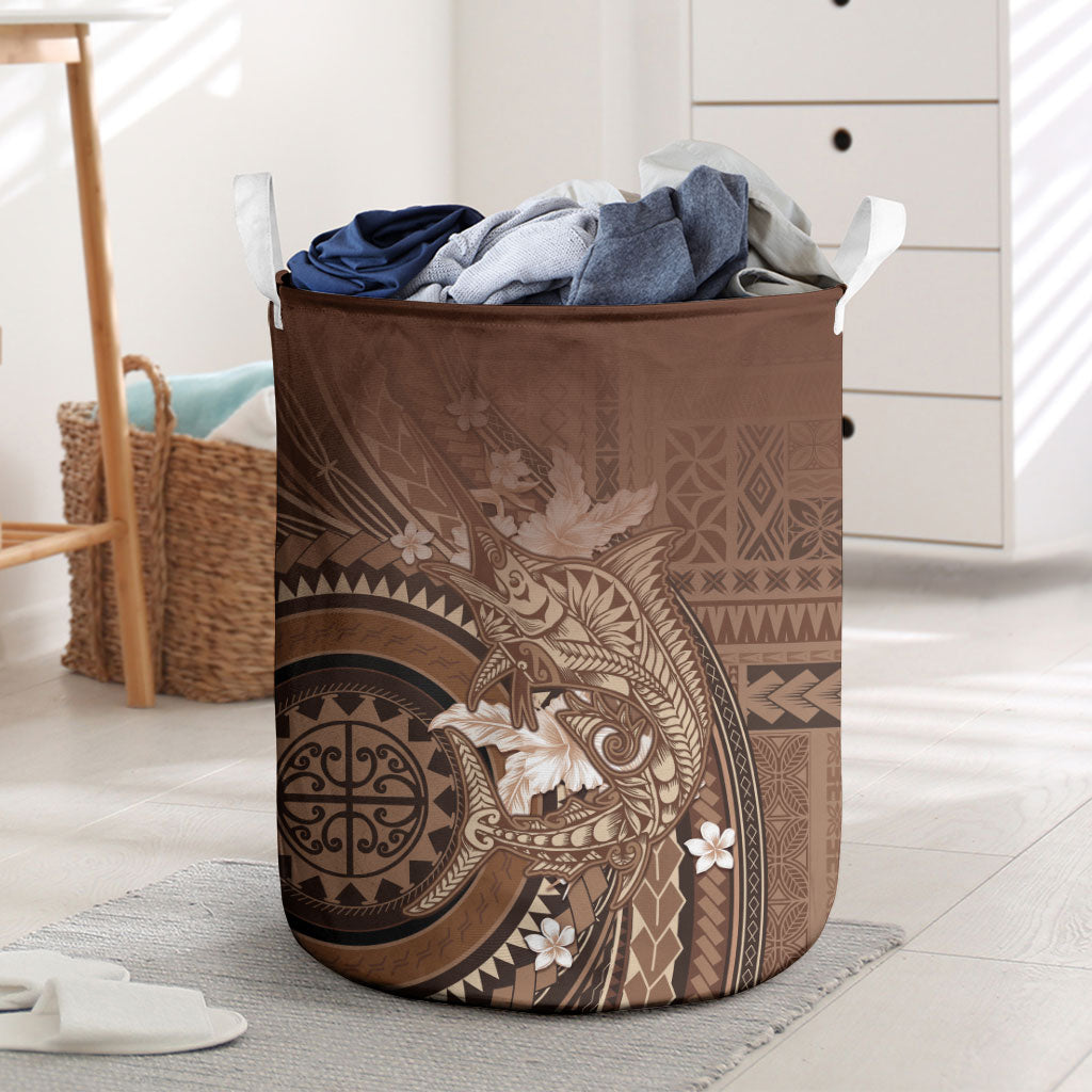Samoa Tatau Marlin Laundry Basket With Siapo Motifs Brown LT05 Brown - Polynesian Pride