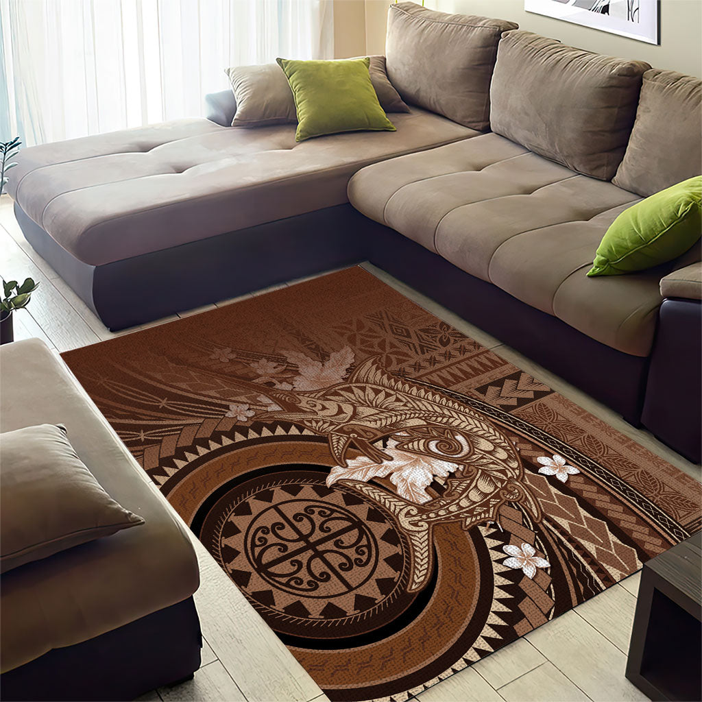 Samoa Tatau Marlin Area Rug With Siapo Motifs Brown LT05 - Polynesian Pride