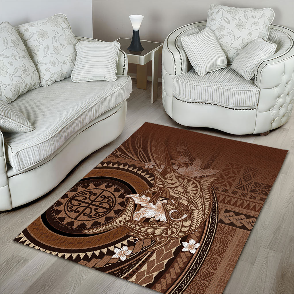 Samoa Tatau Marlin Area Rug With Siapo Motifs Brown LT05 - Polynesian Pride