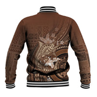 Samoa Tatau Marlin Baseball Jacket With Siapo Motifs Brown LT05 - Polynesian Pride