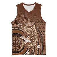 Samoa Tatau Marlin Basketball Jersey With Siapo Motifs Brown LT05 Unisex Brown - Polynesian Pride