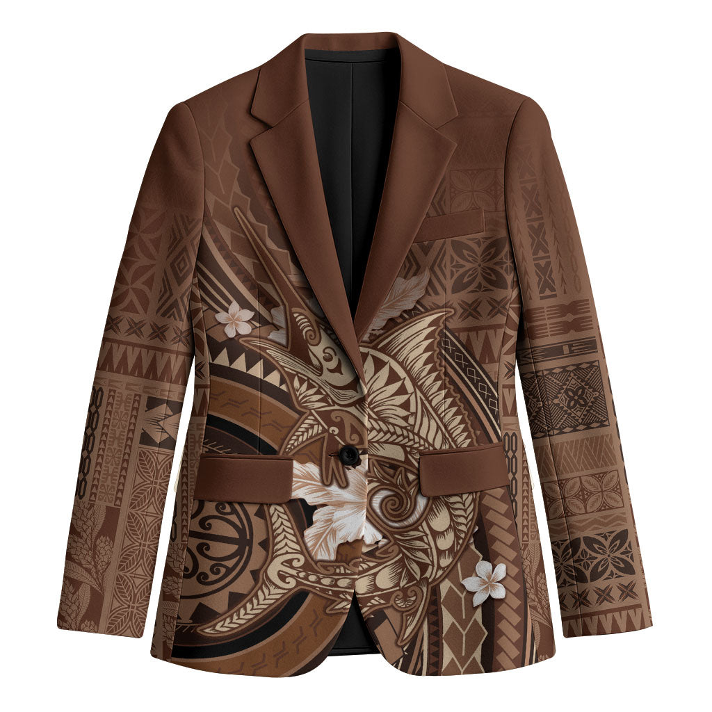 Samoa Tatau Marlin Blazer With Siapo Motifs Brown LT05 Unisex Brown - Polynesian Pride