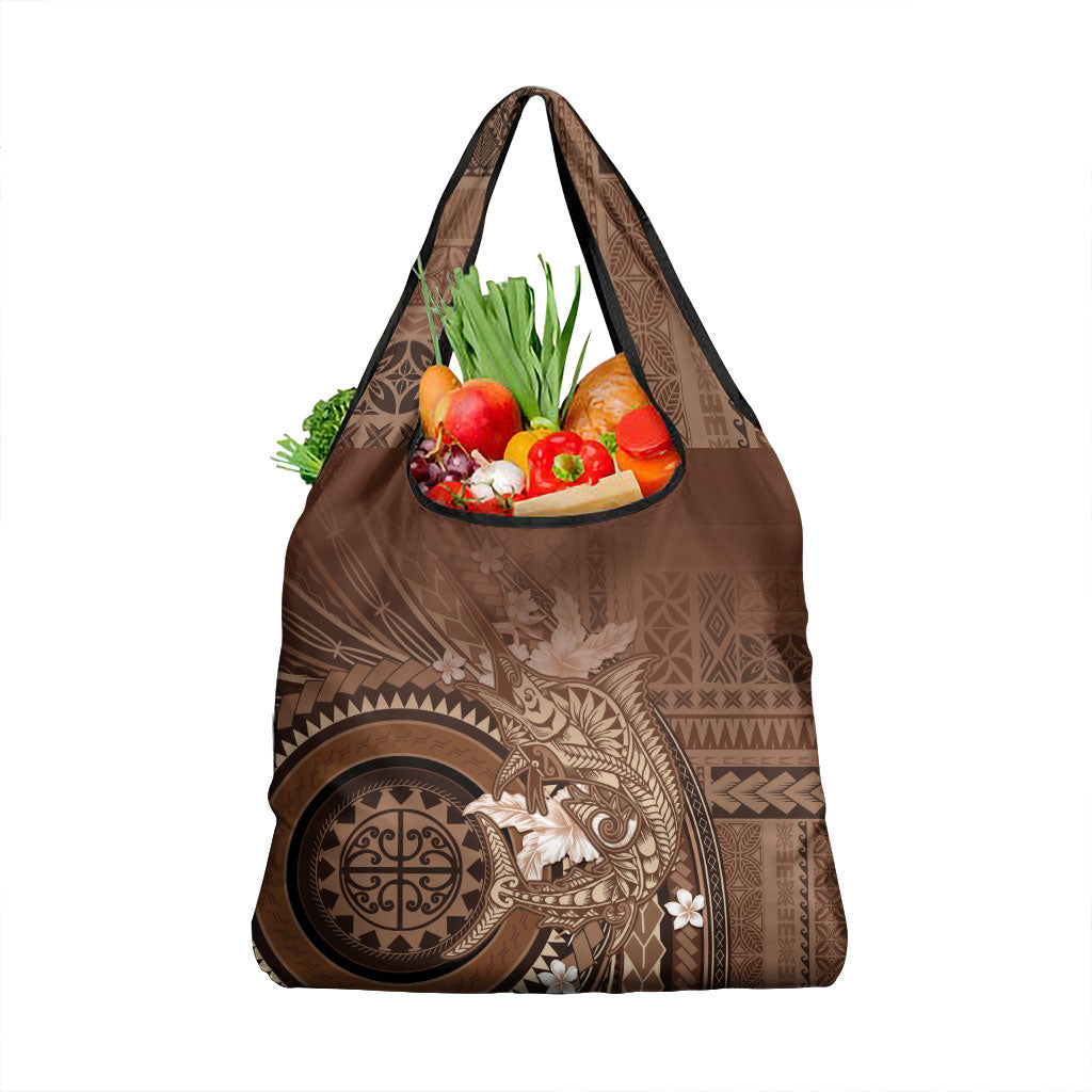 Samoa Tatau Marlin Grocery Bag With Siapo Motifs Brown LT05 1-pack One Size Brown - Polynesian Pride