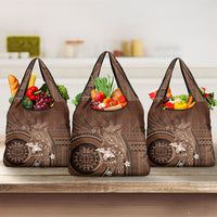 Samoa Tatau Marlin Grocery Bag With Siapo Motifs Brown LT05 3-pack One Size Brown - Polynesian Pride
