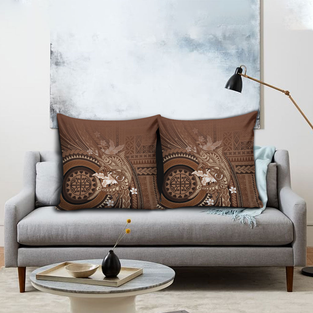 Samoa Tatau Marlin Pillow Cover With Siapo Motifs Brown LT05 - Polynesian Pride
