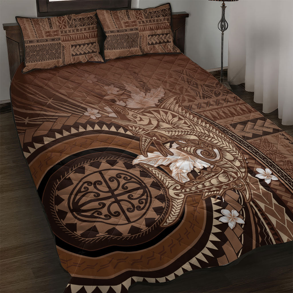 Samoa Tatau Marlin Quilt Bed Set With Siapo Motifs Brown LT05 Brown - Polynesian Pride