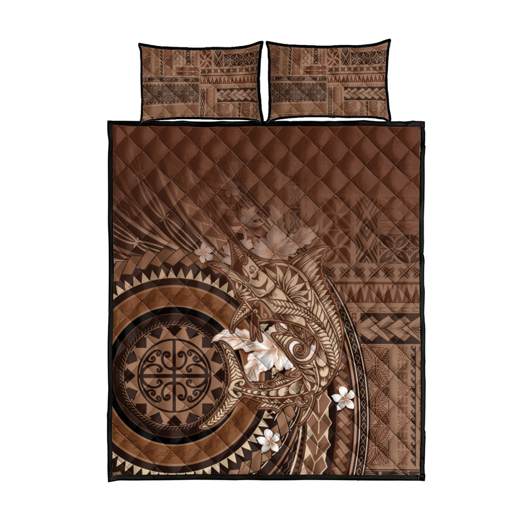Samoa Tatau Marlin Quilt Bed Set With Siapo Motifs Brown LT05 - Polynesian Pride