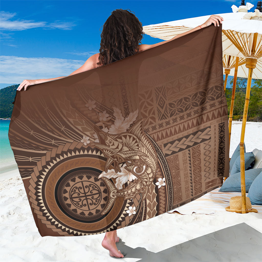 Samoa Tatau Marlin Sarong With Siapo Motifs Brown LT05 One Size 44 x 66 inches Brown - Polynesian Pride