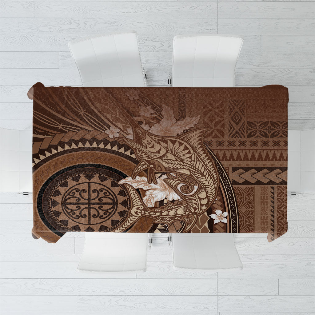 Samoa Tatau Marlin Tablecloth With Siapo Motifs Brown LT05 Brown - Polynesian Pride