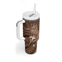 Samoa Tatau Marlin Tumbler With Handle With Siapo Motifs Brown LT05 - Polynesian Pride