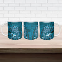 Samoa Tatau Marlin Ceramic Mug With Siapo Motifs Teal LT05 - Polynesian Pride