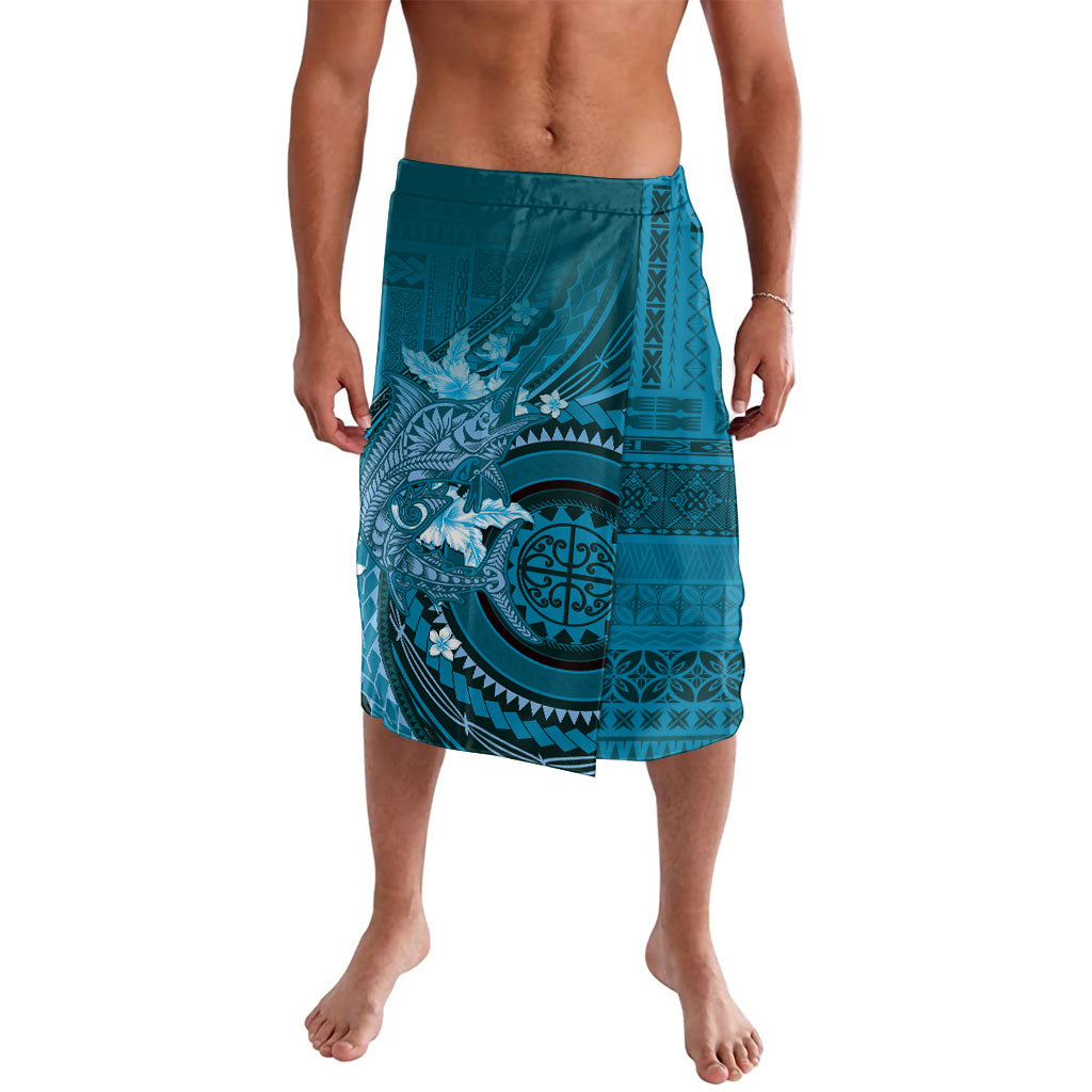 Samoa Tatau Marlin Lavalava With Siapo Motifs Teal LT05 Teal - Polynesian Pride