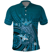 Samoa Tatau Marlin Polo Shirt With Siapo Motifs Teal LT05 Teal - Polynesian Pride